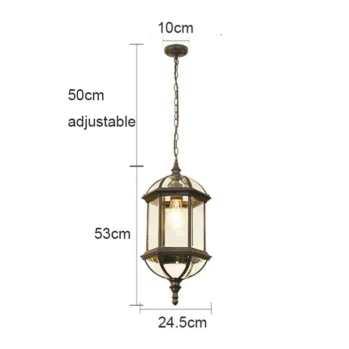 DecorBites™ Black Rustic Outdoor Hanging Lantern Light with Clear Glass Flush Mount Fixture