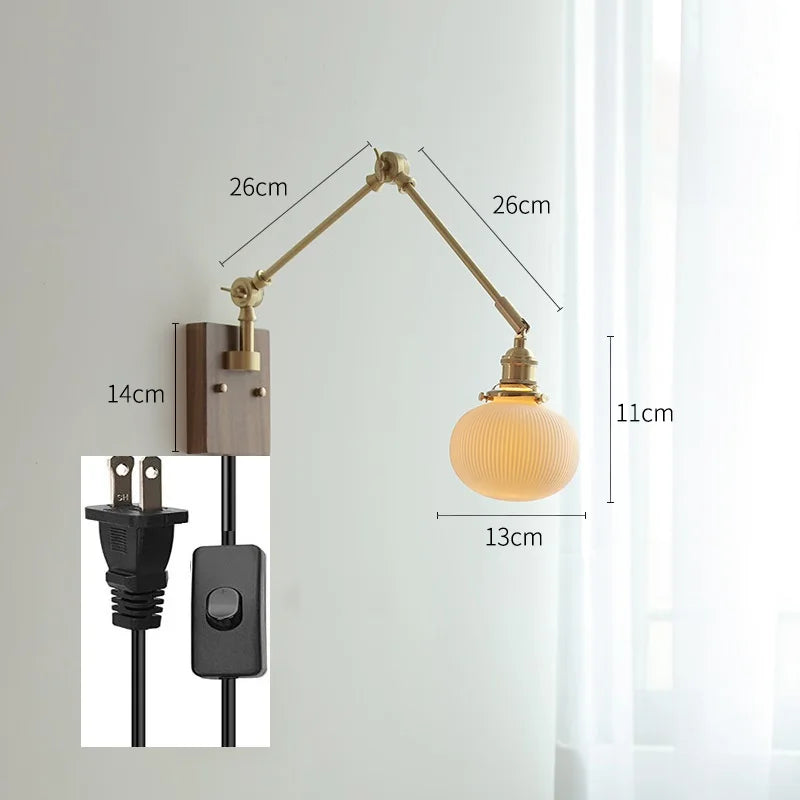 DecorBites™ Copper Swing Arm Wall Lamp Sconce - LED Wall Light for Bedroom Living Room