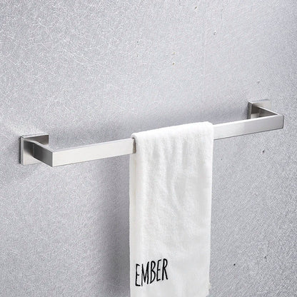 DecorBites™ Brushed Nickel Bathroom Hardware Set: Robe Hook, Towel Rail, Bar Rack, Shelf, Tissue Holder