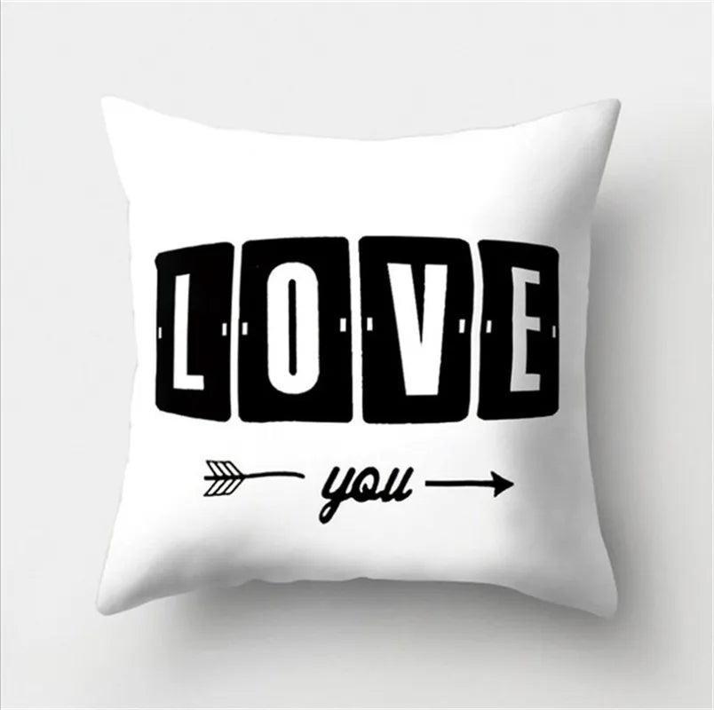 DecorBites™ Black White Flocking Pillowcase 45*45cm Fashion Living Room Sofa Cushion
