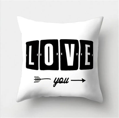 DecorBites™ Black White Flocking Pillowcase 45*45cm Fashion Living Room Sofa Cushion