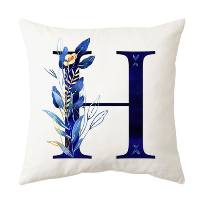 DecorBites™ Blue Alphabet Flower Letter Pillowcase for Home Decor