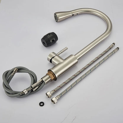 DecorBites™ Brushed Nickel Pull Out Kitchen Faucet with Flexible Stream Sprayer Head