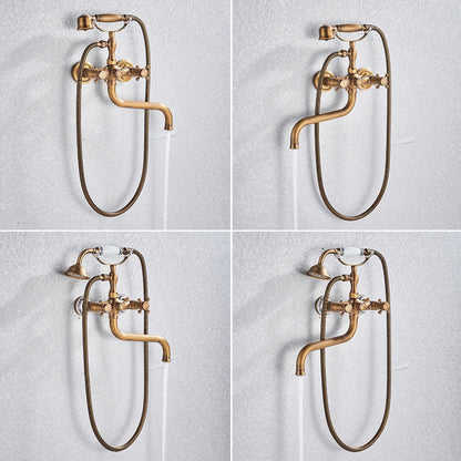 DecorBites™ Antique Brass Wall Mount Bath Shower Mixer Tap with 30cm Spout Rotation