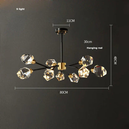 DecorBites™ Crystal Copper Chandelier Lighting for Dinning Room