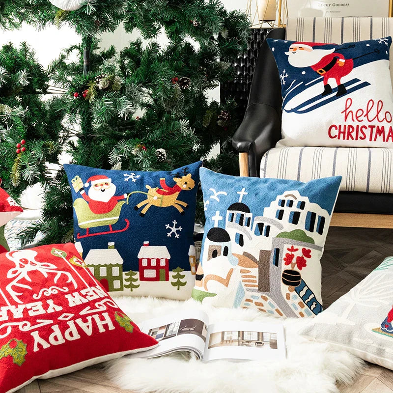 DecorBites™ Christmas Embroidered Pillow Cover Set - 45x45cm