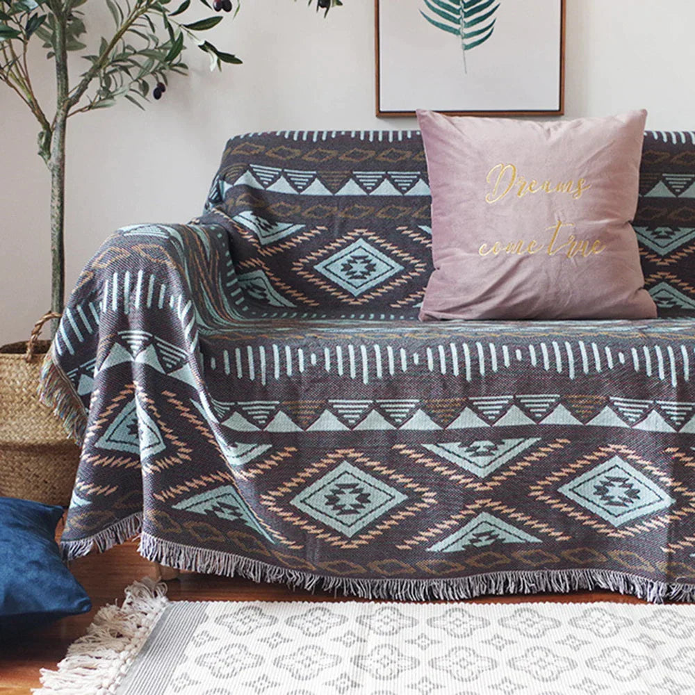 DecorBites™ Knitted Nordic Plaid Blanket - Cozy Home Decor and Sofa Cover