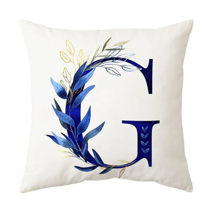 DecorBites™ Blue Alphabet Flower Letter Pillowcase for Home Decor