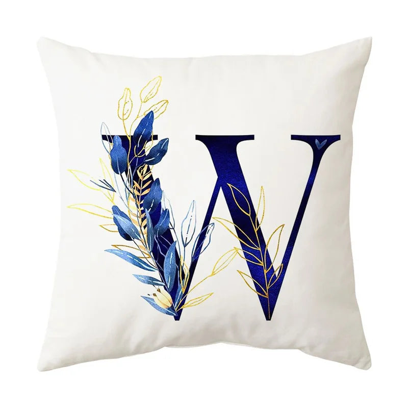 DecorBites™ Blue Alphabet Flower Letter Pillowcase for Home Decor