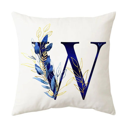 DecorBites™ Blue Alphabet Flower Letter Pillowcase for Home Decor