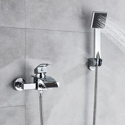 DecorBites™ Black Wall Mount Bathtub Shower Faucet with Waterfall Spout