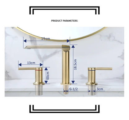 DecorBites™ Brushed Gold Brass Basin Faucets for Lavatory Vessel with 2 Handles