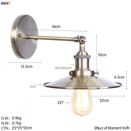 DecorBites™ Antique Gold Rustic LED Wall Light for Home Decor