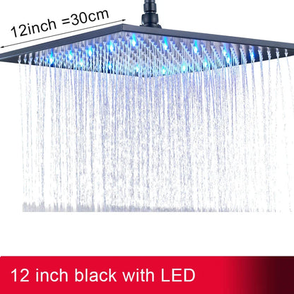 DecorBites™ 16" Square LED Light Rainfall Shower Head - Color Changing Brass Showerhead