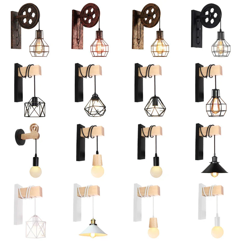 ™ Industrial Pulley Wall Light - Retro Loft Sconce Fixture for Home, Cafe, Bar