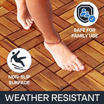 Tranquillo Solid Wood Premium Deck Tiles set 10 for Stylish Outdoor Spaces