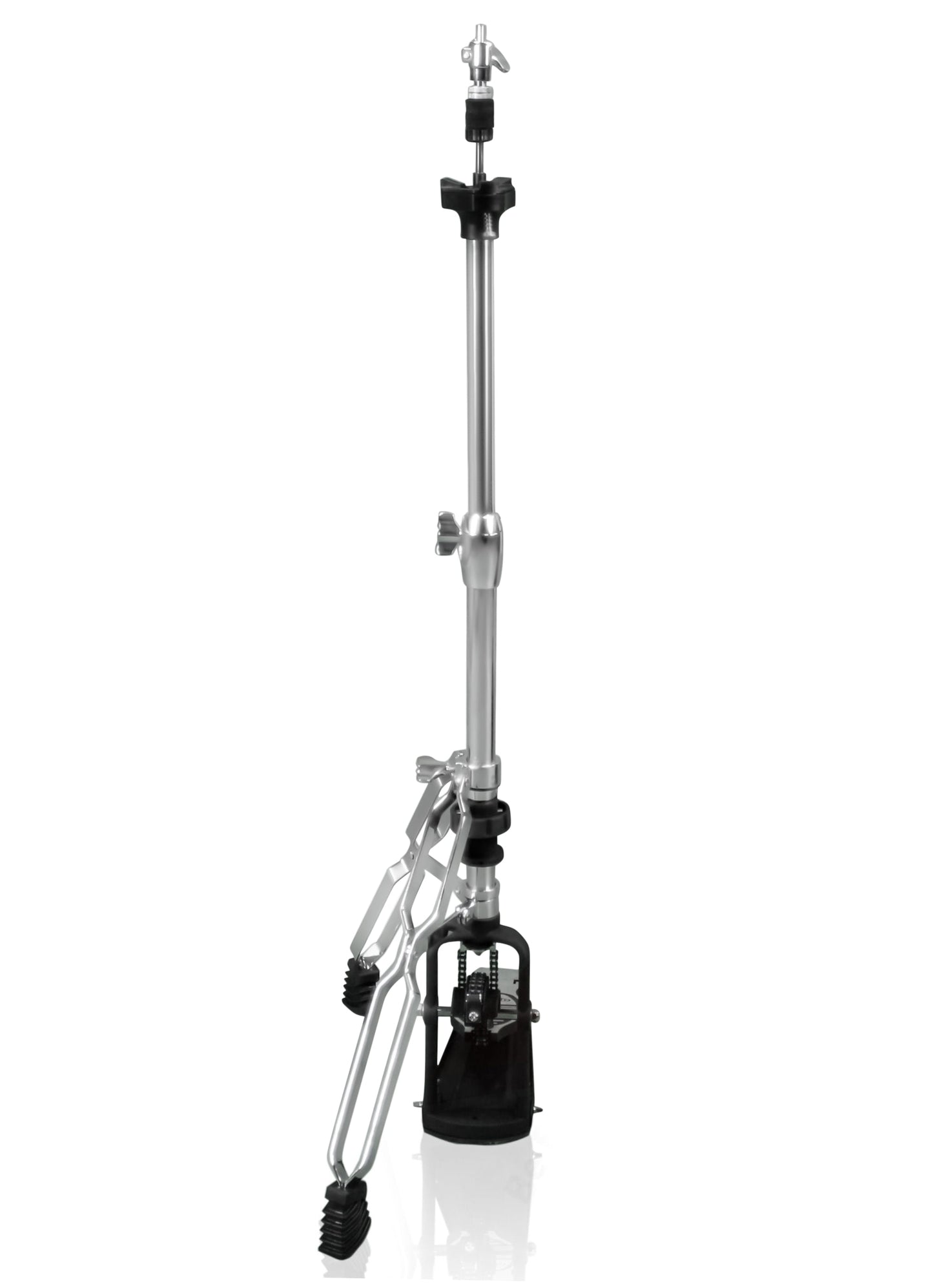Premium 2 Leg Hi-Hat Stand by GRIFFIN | Heavy Duty Hihat Cymbal Foot Pedal with Drum Key | Folding Two Leg Style Converts to a No Leg High Hat Mount | Double Braced Chrome Percussion Hardware Mount