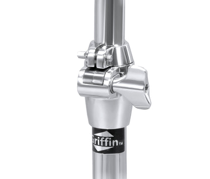 GRIFFIN Deluxe Pack Drum Hardware Kit (2 Piece Set) - Double Kick Drum Bass Pedal & 2-Legged Hi-Hat Stand - Quad-Sided Beater Head, Dual Chain Drive System & Responsive for Metal & Rock Drummers