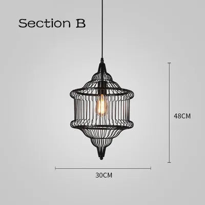 DecorBites™ Cage Light Frame Pendant Industrial Single Head Black Nordic Creative Fixture
