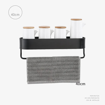 DecorBites™ Aluminum Bathroom Shelf with Towel Bar for Bath/Shower Organization