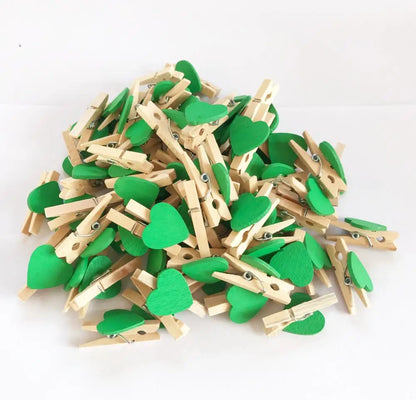 DecorBites™ 50-Pack Romantic Heart Shape Wood Clips for Home Décor and Parties