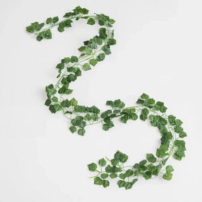 DecorBites™ Artificial Hanging Christmas Garland Green Silk Leaves for Home Wedding Garden