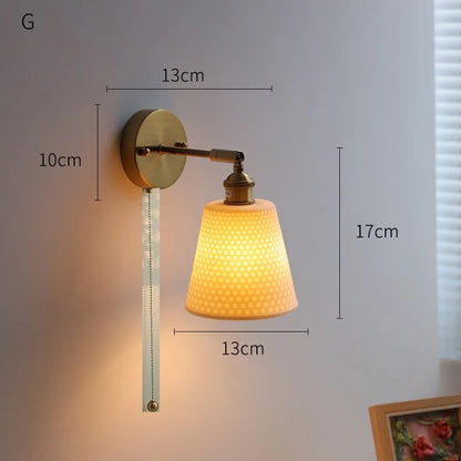 DecorBites™ LED Ceramic Wall Sconce with Knob Switch for Bedroom Bathroom Mirror Lighting
