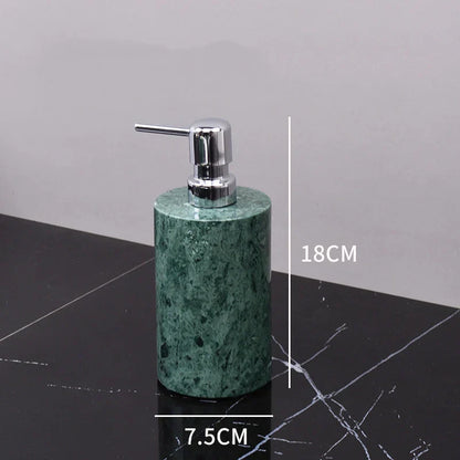 DecorBites™ Dark Green Marble Bathroom Set - Nordic Light Luxury Tray Toothbrush Holder Soap Dispenser Kit