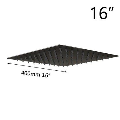 DecorBites™ 8-20" Black Ultra-thin Rain Shower Head for Bathroom Square Rainfall Faucet
