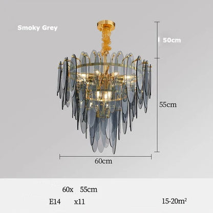 DecorBites™ Art Deco Glass Iron LED Chandelier for Dinning Room