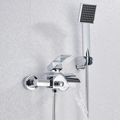 DecorBites™ Black Wall Mount Bathtub Shower Faucet with Waterfall Spout