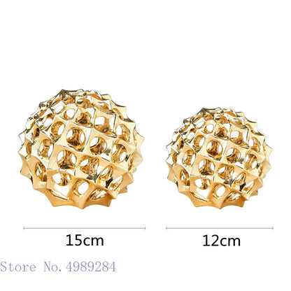 DecorBites™ Golden Metal Hollow Ball Spike Abstract Ornament Home Decor