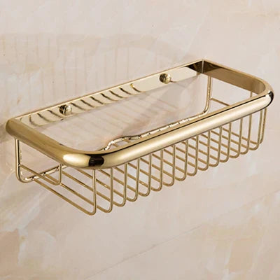 ™ Gold Brass Bathroom Shelf with Soap Holder 30cm/45cm