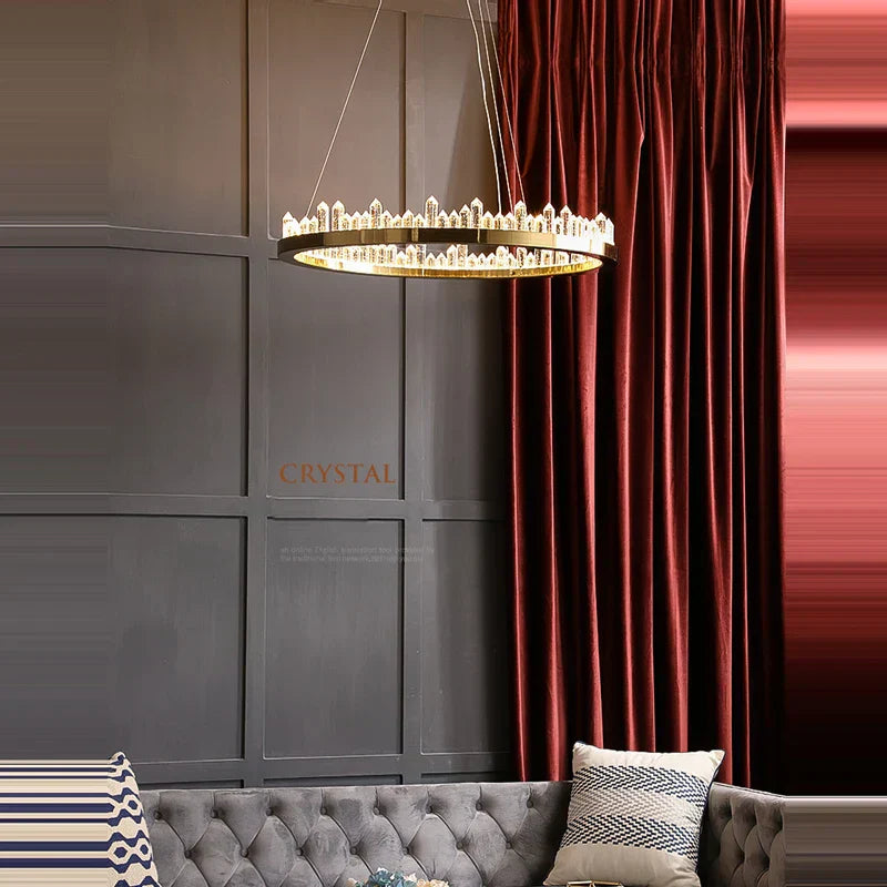 ™ Golden Crystal LED Chandelier for Modern Dining Room