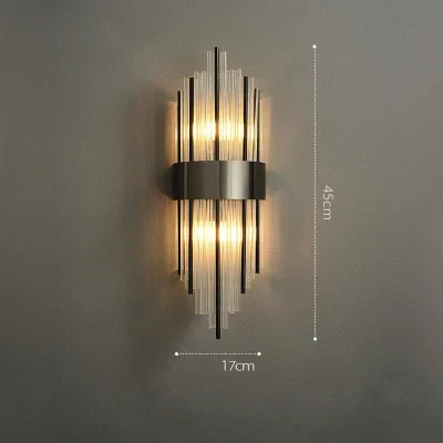 DecorBites™ Art Deco LED Stainless Steel Crystal Wall Sconce, Bedroom Corridor Golden Black Wall Light