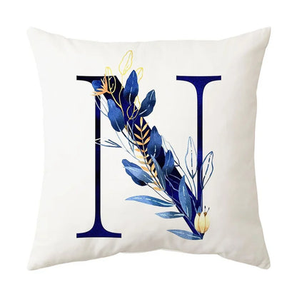 DecorBites™ Blue Alphabet Flower Letter Pillowcase for Home Decor