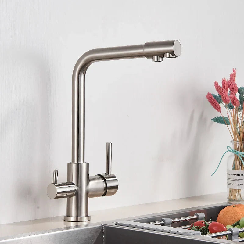 DecorBites™ Black Kitchen Faucet with Rotatable Water Purification Feature