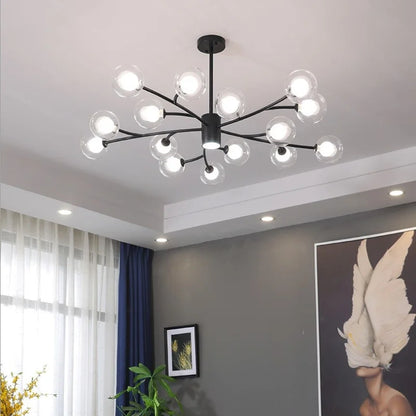 DecorBites™ Black Glass Ball Molecule Chandelier - Nordic Luxury Design