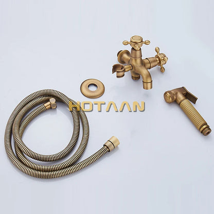 DecorBites™ Antique Brass Handheld Bidet Sprayer Set - Self Cleaning Hand Sprayer for Bathroom