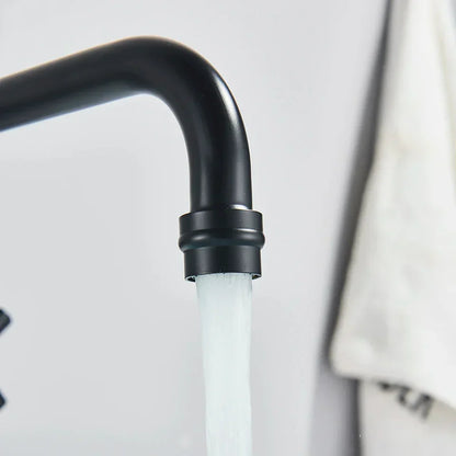 DecorBites™ Black Kitchen Faucet: Wall Mounted Swivel Mixer Tap for Bath Sink
