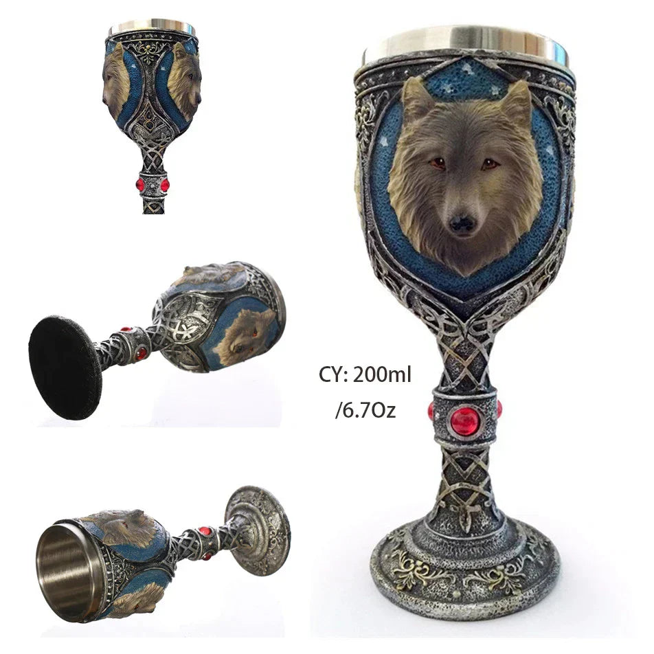 DecorBites™ Dragon Skull Goblet: Gothic Resin Stainless Steel Wine Glass for Cocktail Bar Party