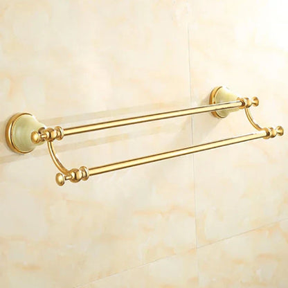 DecorBites™ Gold Bathroom Accessories Set: Shelf, Towel Rack, Holder, Brush Holder, Bath Hardware