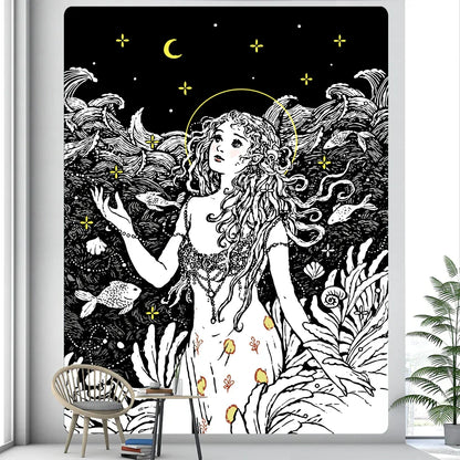 DecorBites™ Boho Girl Tapestry: Hippie Yoga Mat, Sofa Blanket, Home Decor Art
