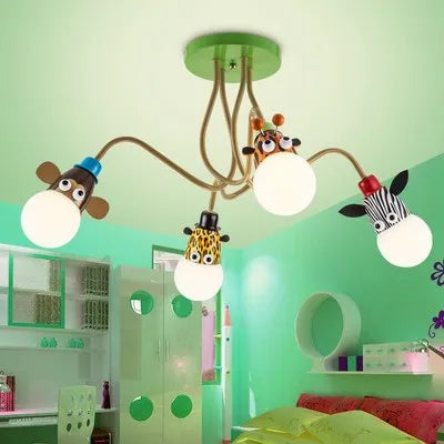 DecorBites™ Animal LED Ceiling Light: Monkey Zebra Giraffe Kids Lamp for Bedroom.