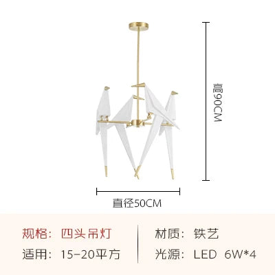 DecorBites™ Gold Cage Origami Bird Chandelier - Modern Light Fixture for Home Decor