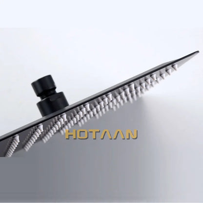 DecorBites™ Black Plated Stainless Steel Square Rain Shower Head