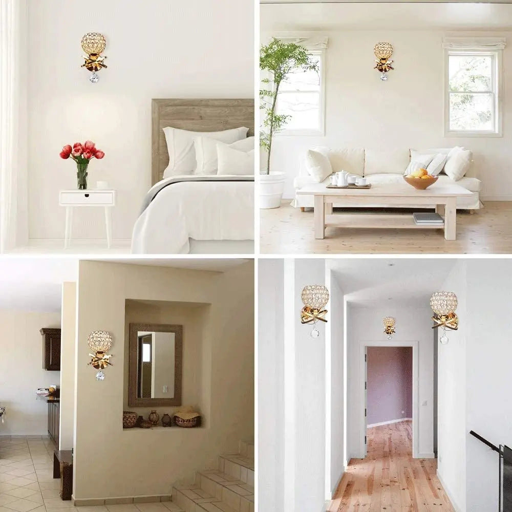 DecorBites™ Crystal Wall Lamp Sconce E14 Retro Industrial Light Fixture for Home Living Room