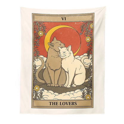 DecorBites™ Cat Divination Tarot Card Tapestry Moon Phase Wall Hanging Décor