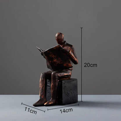 DecorBites™ Abstract Figure Sculpture Bookend Resin Statue Desk Decoration Bookshelf Statuette