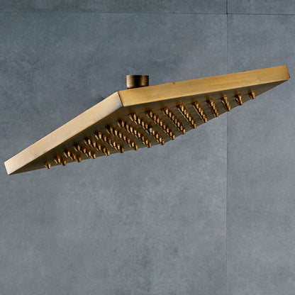 DecorBites™ Antique Brass 8-inch Square Rainfall Shower Head - Premium Brass Top